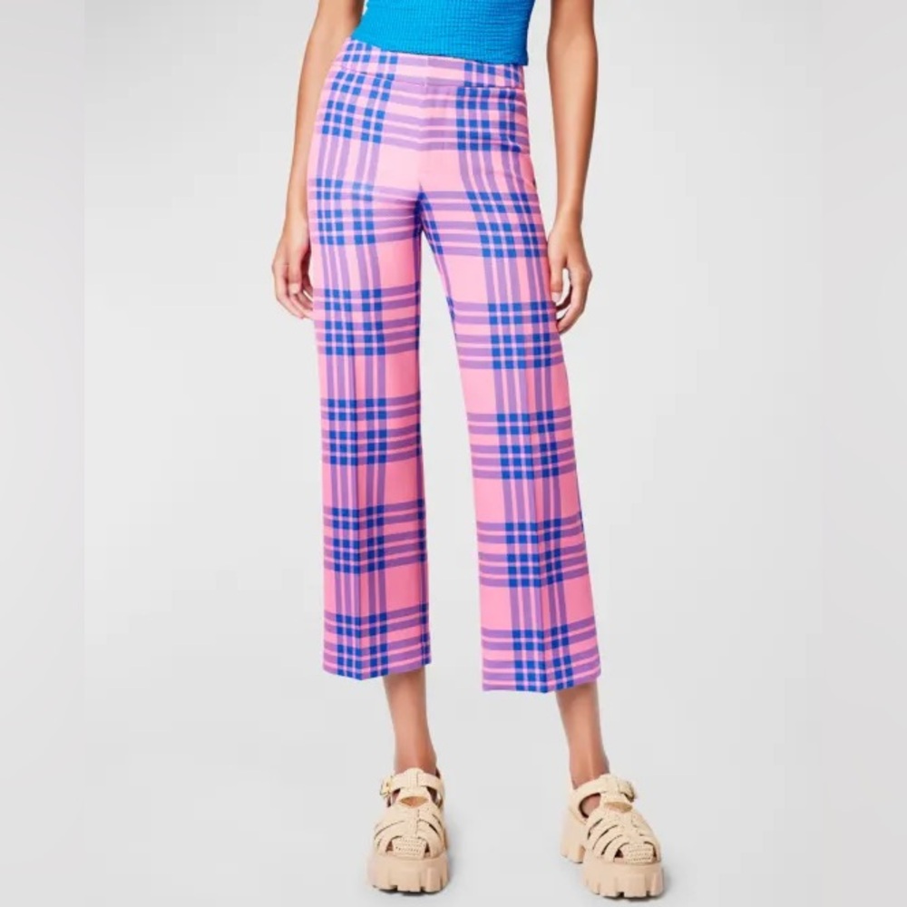 NWT Smythe Cropped Cotton Plaid Flood Pants